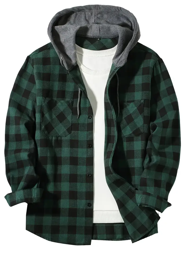 Chemise à Capuche Carreaux Homme
